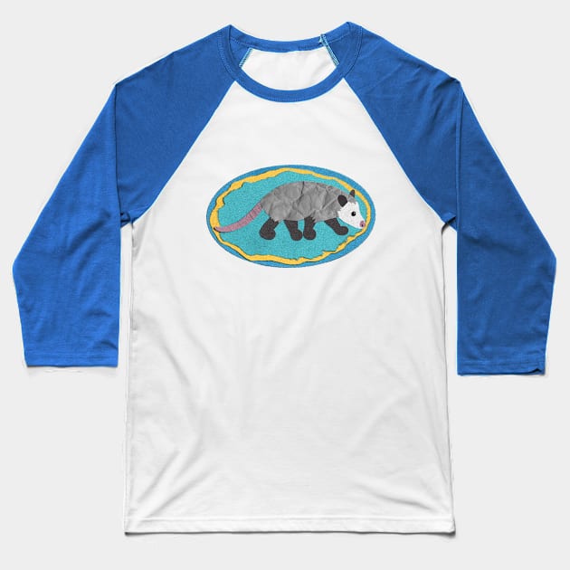Paper Craft Opossum Baseball T-Shirt by Black Squirrel CT